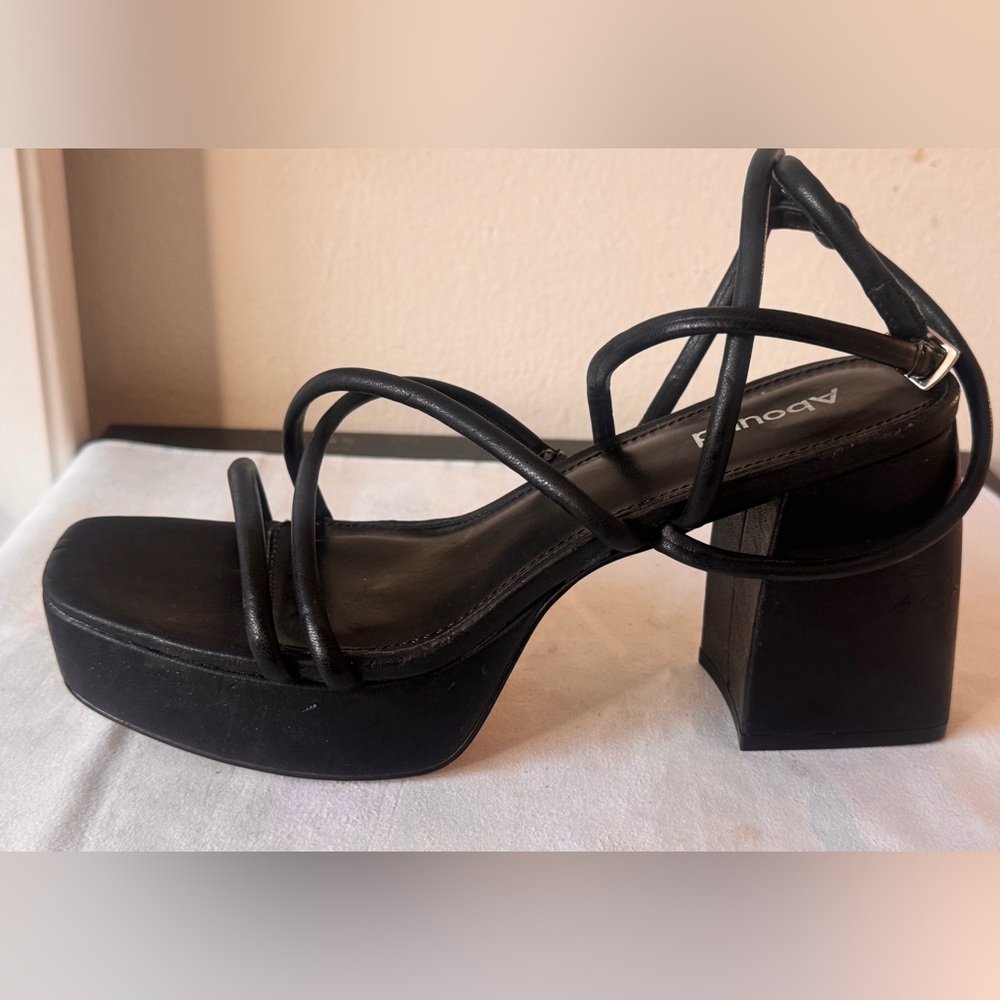 Abound Black Strappy Block Heels